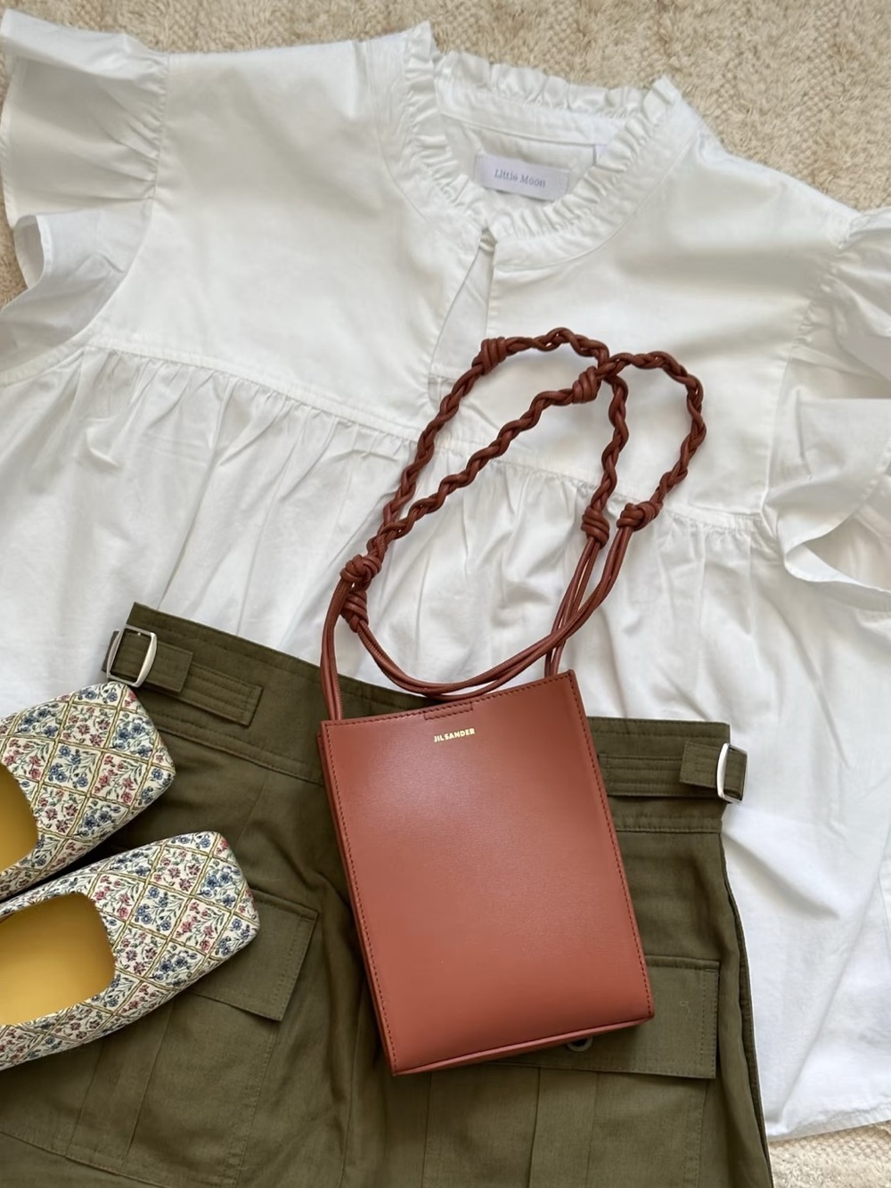 Aritzia Little Moon White Ruffle Neck Flutter Sleeve Top